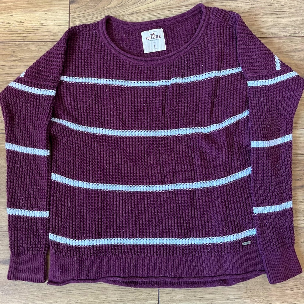 Maroon white striped sweater from Hollister